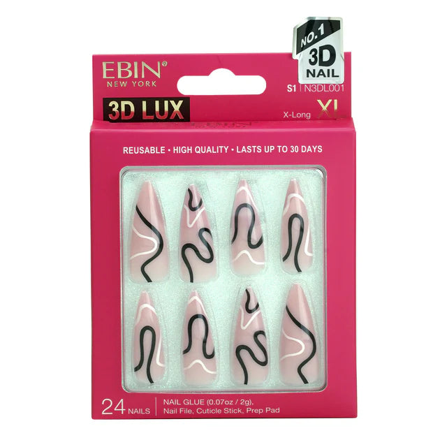 Ebin 3D Lux Reusable Press-On Nails X-Long Stiletto Shape