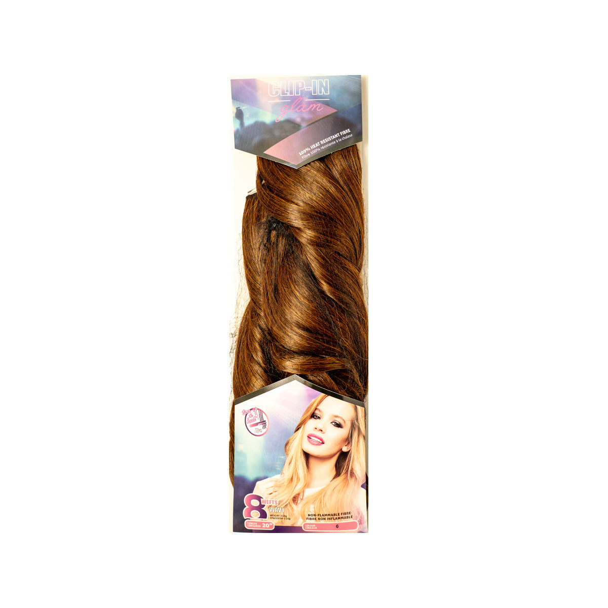 Clip In Glam Wavy 20" 8 Piece Weft Synthetic Hair Extensions Heat Safe