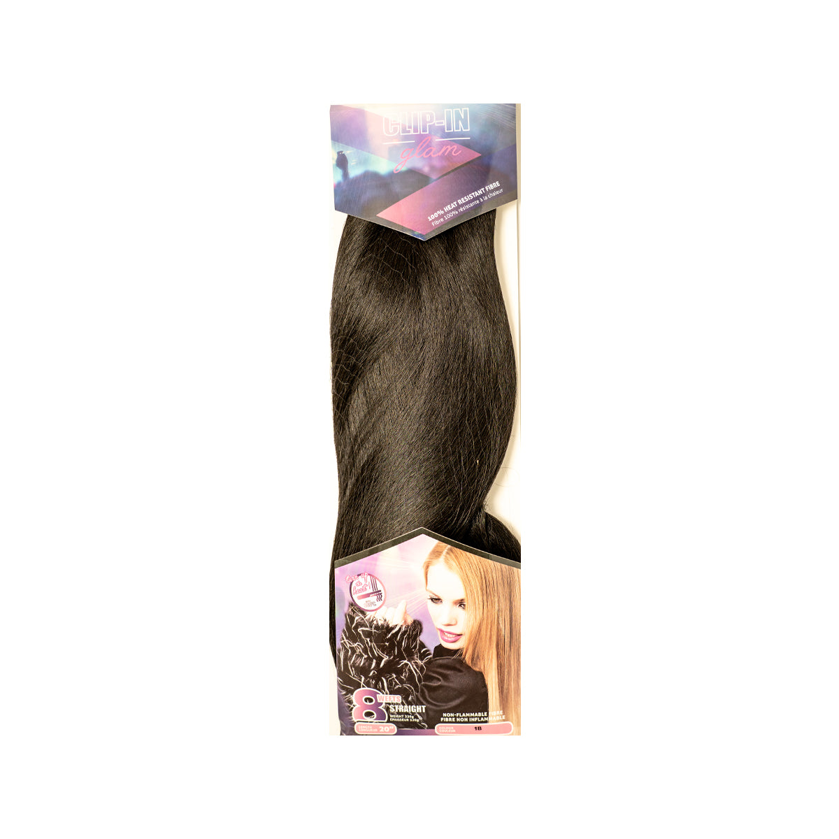 Clip In Glam Straight 20" 8 Piece Weft Synthetic Hair Extensions Heat Safe