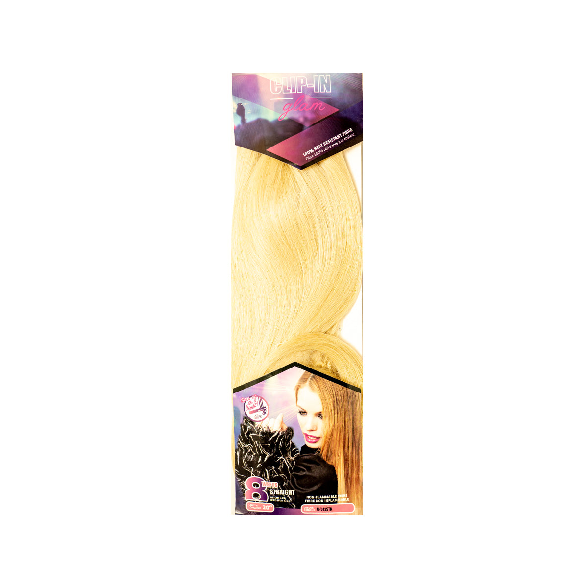 Clip In Glam Straight 20" 8 Piece Weft Synthetic Hair Extensions Heat Safe