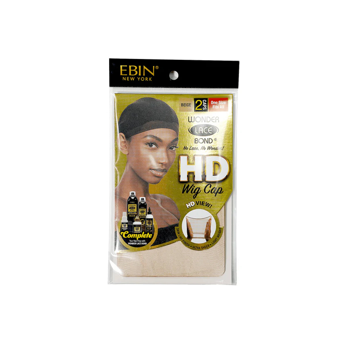 Ebin New York Wonder Lace Bond HD Wig Cap Beige 2 Pack Ultra Thin Wig Cap