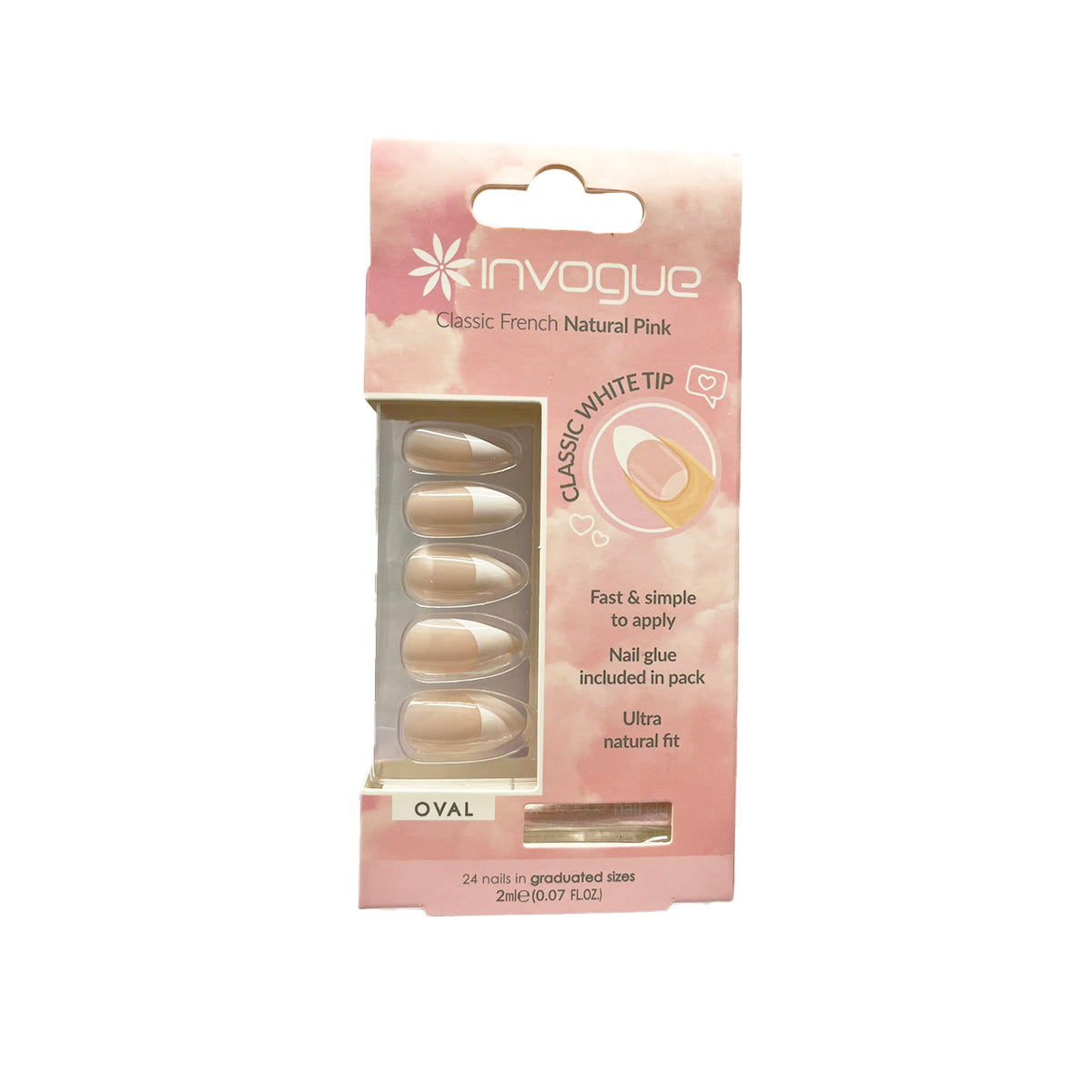 Invogue 24 Press On Nails Oval Shape with Glue – Salon Style False Nails Set