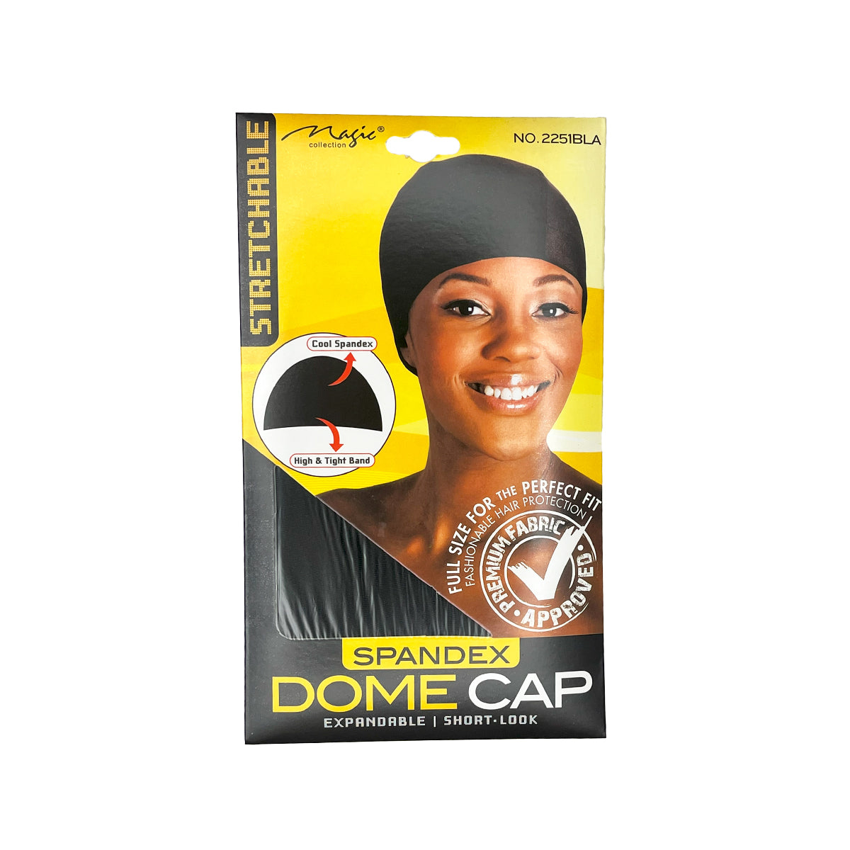 Magic Collection Stretchable Spandex Dome Cap Black Short Look Wig Cap