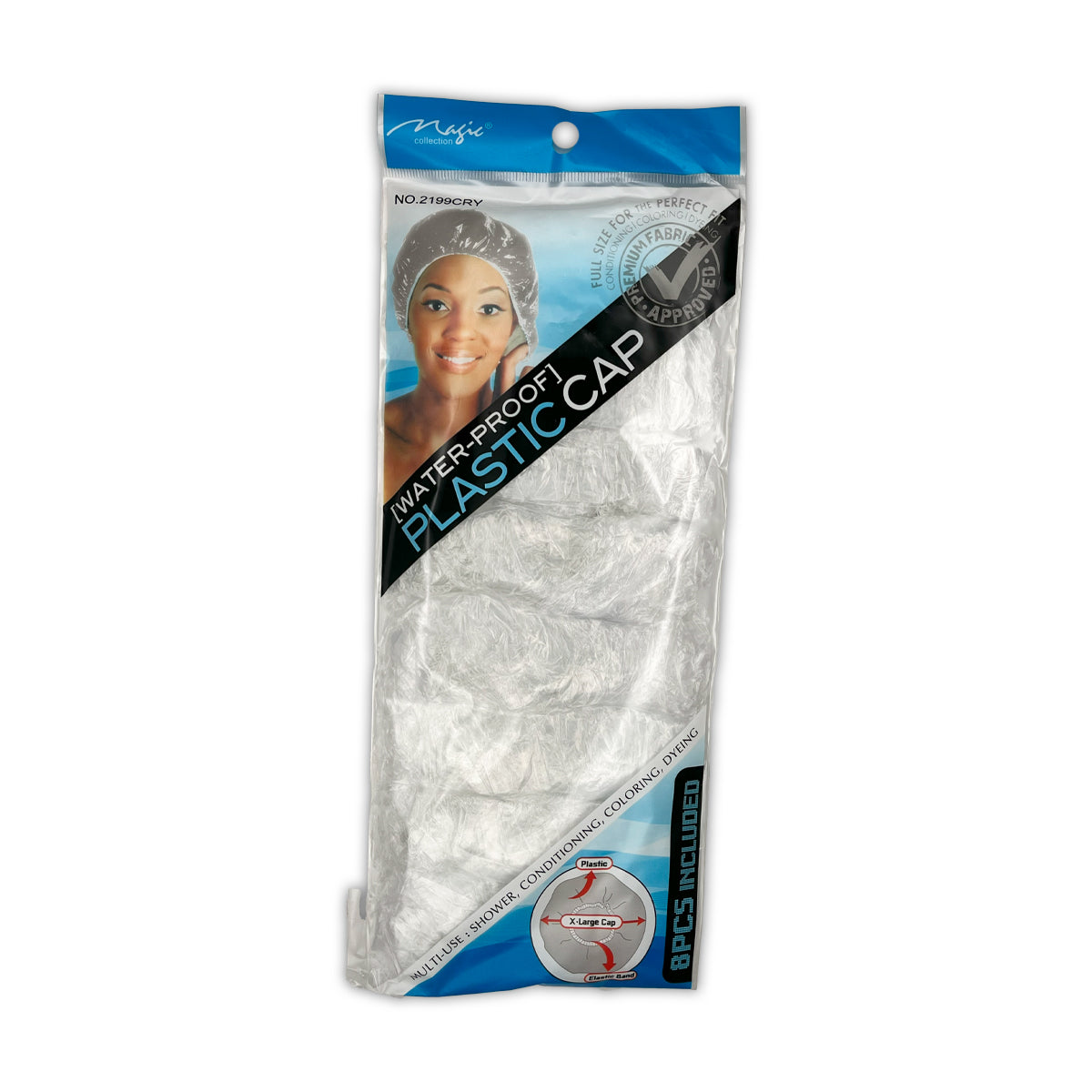 Magic Collection Waterproof Shower Cap Clear 8 Pack X-Large Bath Caps
