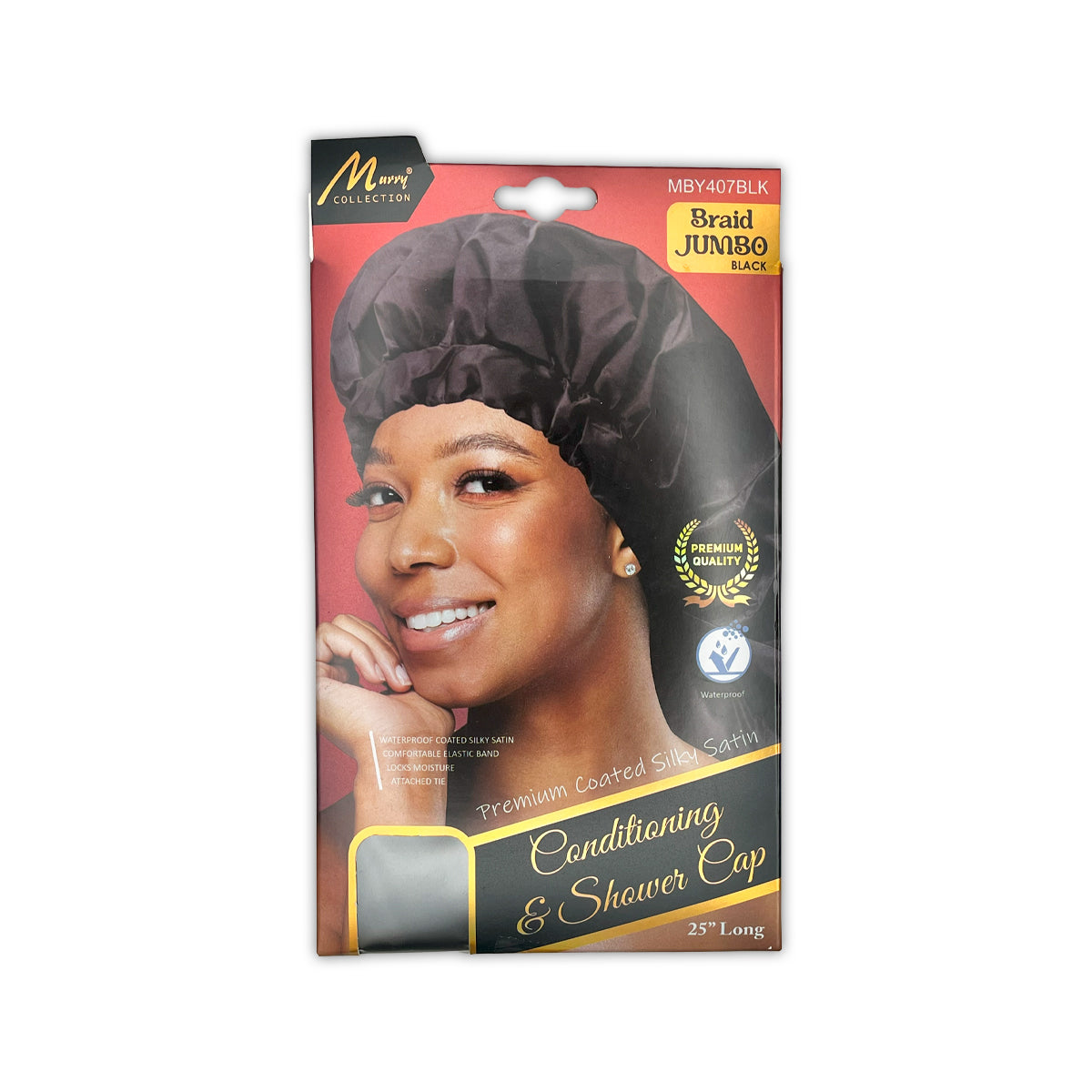 Murry Collection Conditioning Shower Cap for Jumbo Braids Black