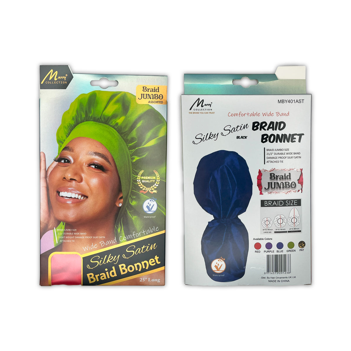 Murry Collection Silky Satin Braid Bonnet Jumbo Size Assorted Colors