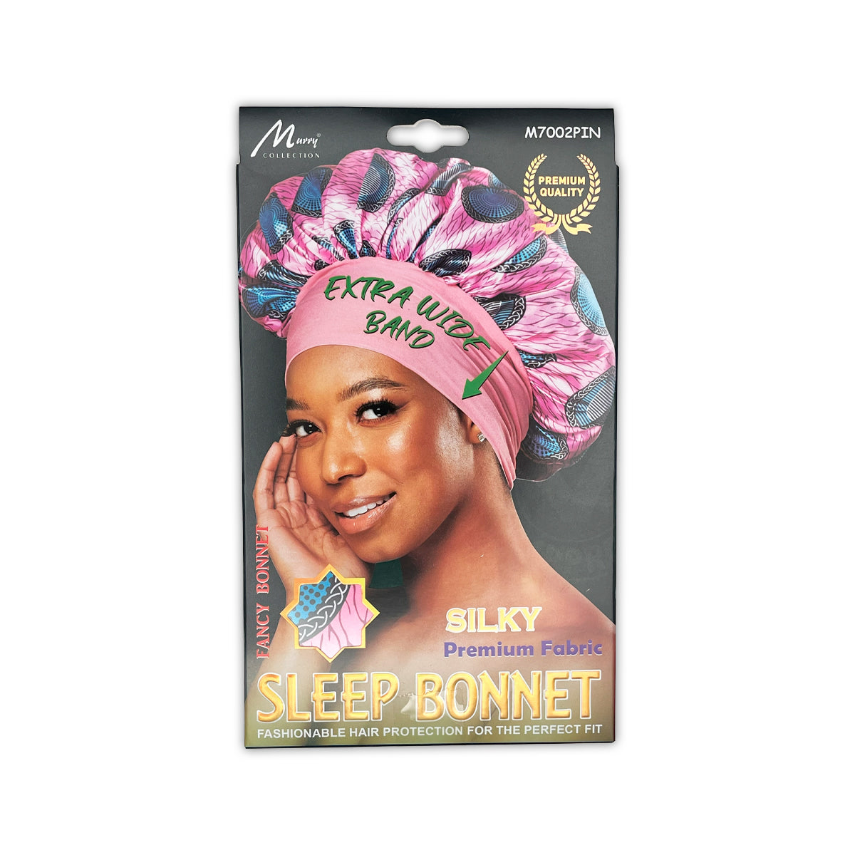 Murry Collection Extra Wide Band Silky Premium Sleep Bonnet Pink Satin Cap
