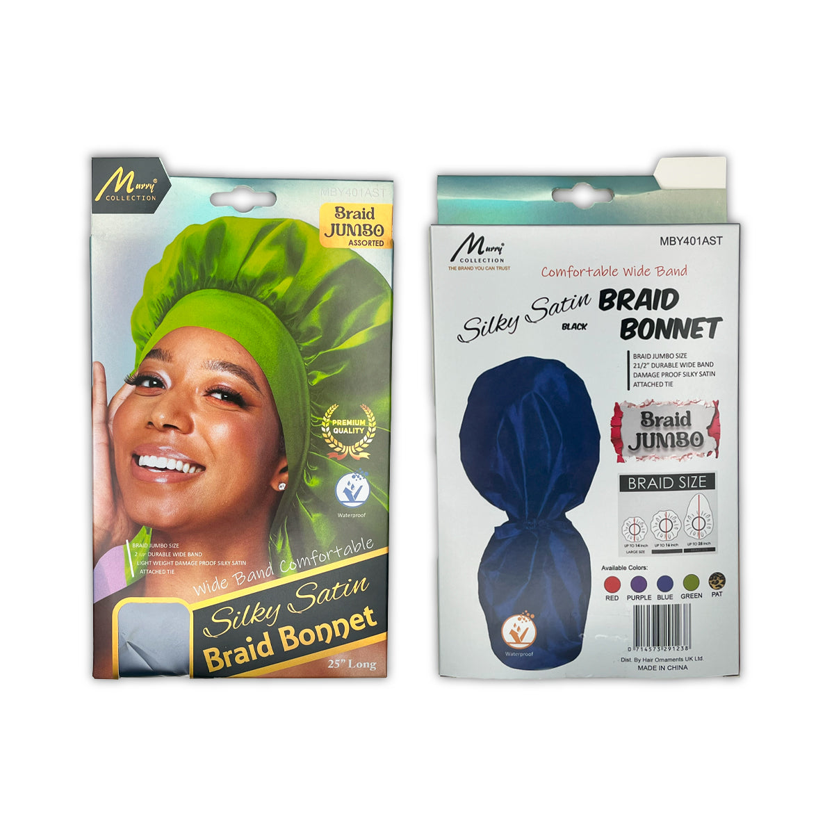 Murry Collection Silky Satin Braid Bonnet Jumbo Size Assorted Colors