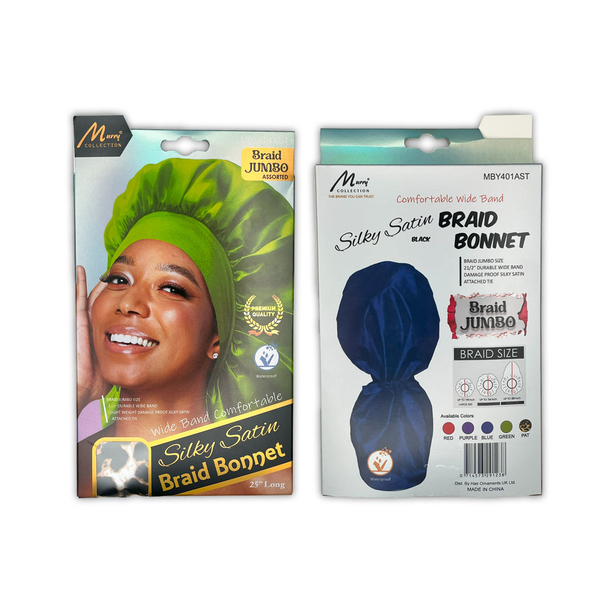 Murry Collection Silky Satin Braid Bonnet Jumbo Size Assorted Colors