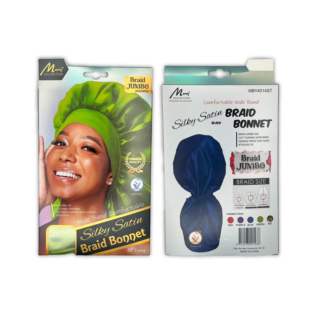 Murry Collection Silky Satin Braid Bonnet Jumbo Size Assorted Colors