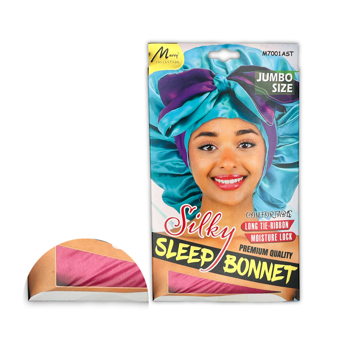Murry Collection Premium Silky Sleep Bonnet Long Tie Ribbon Jumbo Size Satin Cap