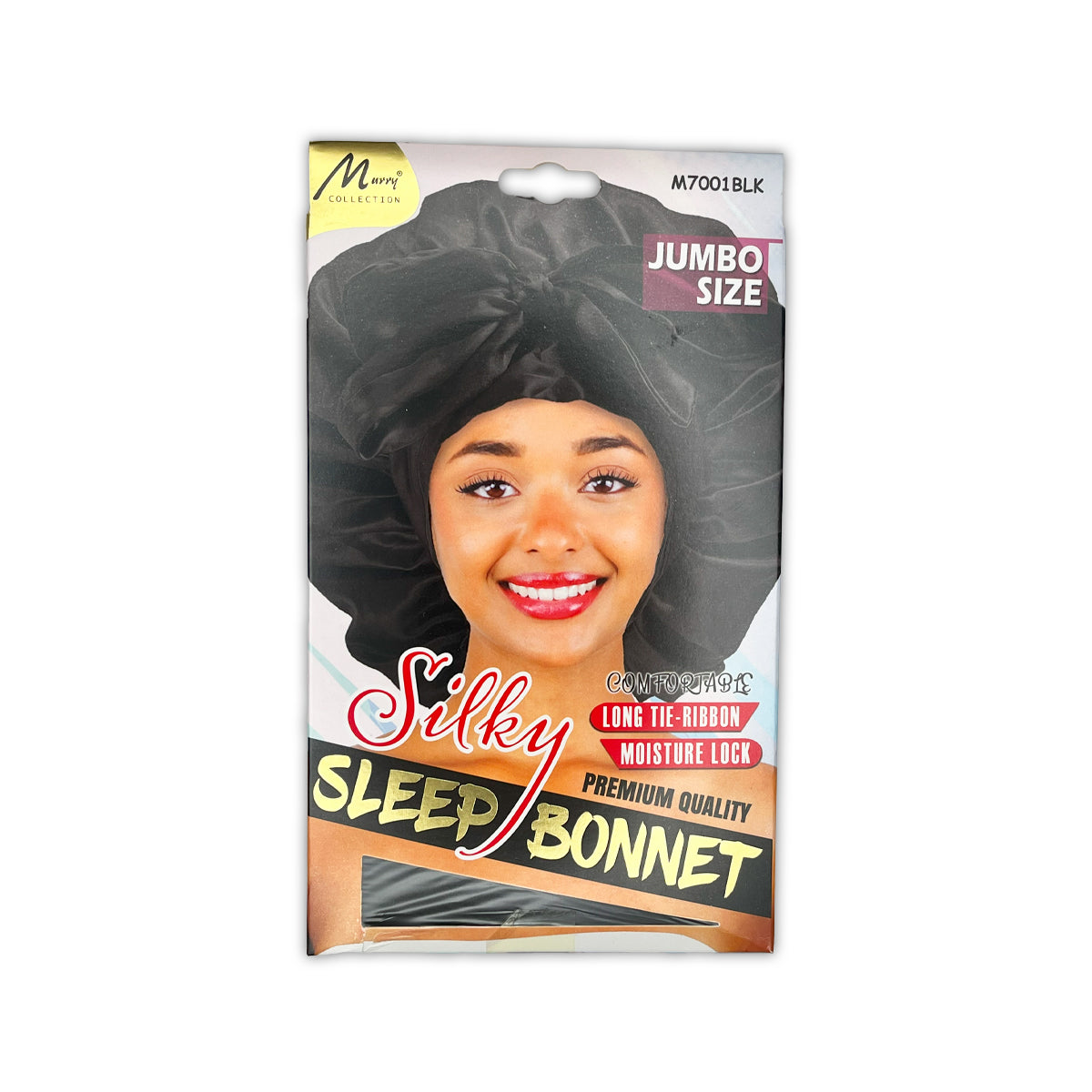 Murry Collection Premium Silky Sleep Bonnet Jumbo Size Black Satin Cap
