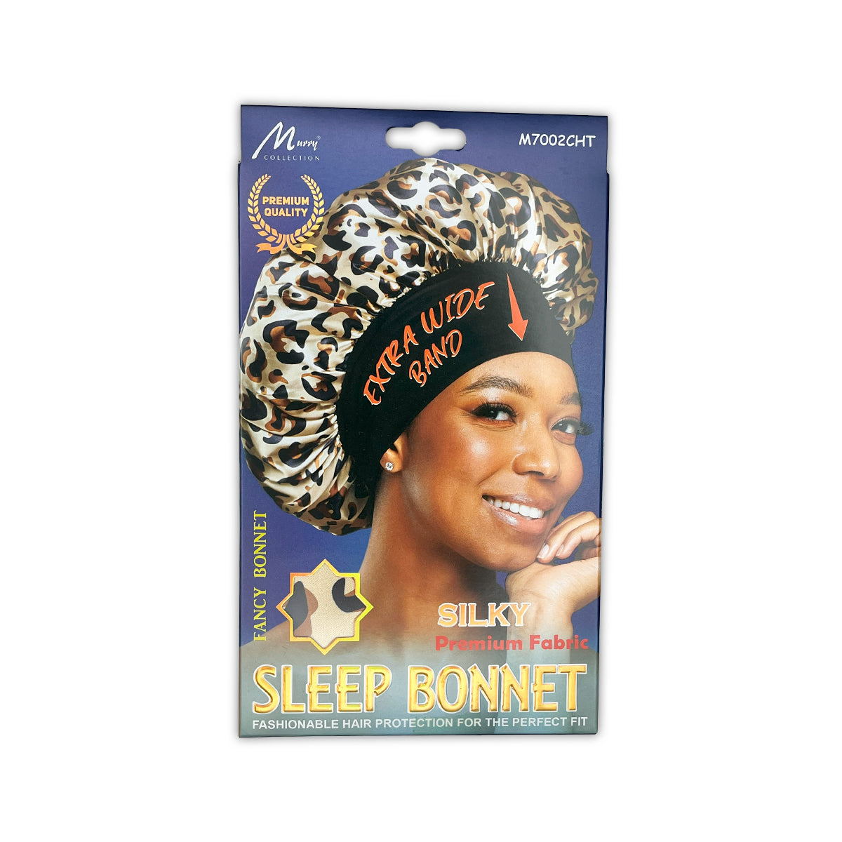 Murry Collection Extra Wide Band Premium Silky Sleep Bonnet Cheetah Print Satin