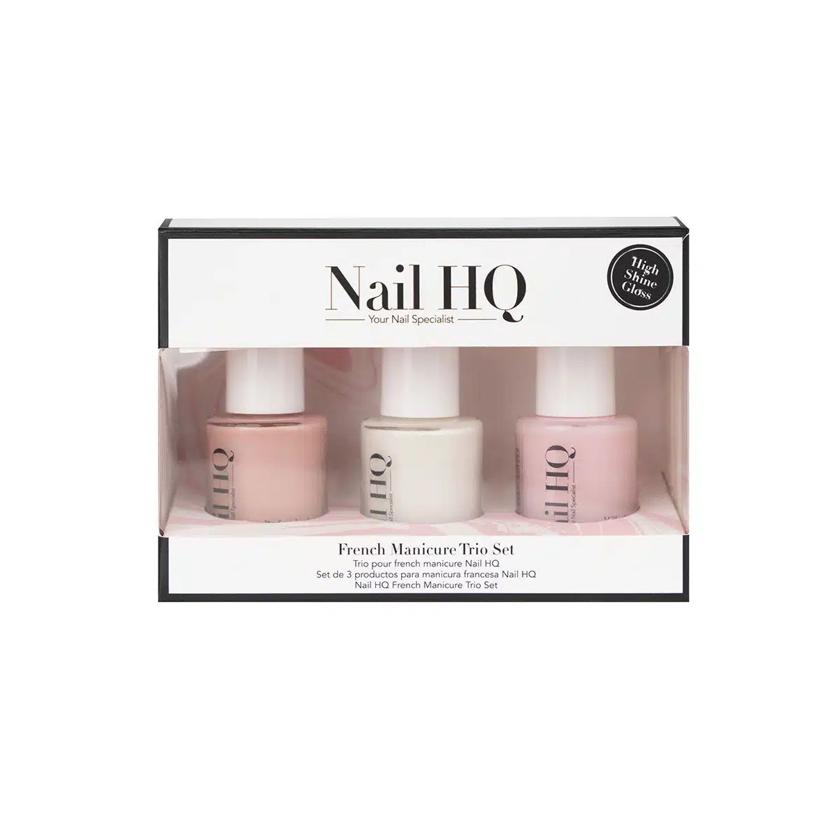Nail HQ French Manicure Trio Set – Nude Base, White Tip & Milky Top Coat Nail Polish Kit