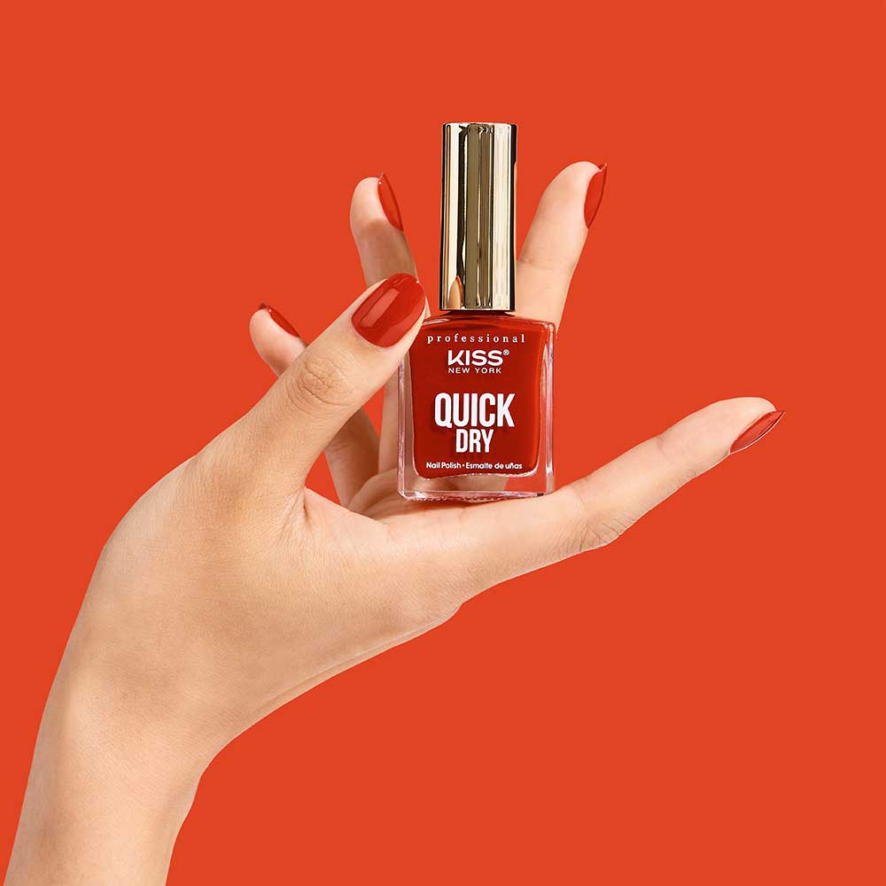 Red By Kiss Quick Dry Nail Polish Fast Dry 1 Minute Chip Resistant Shine