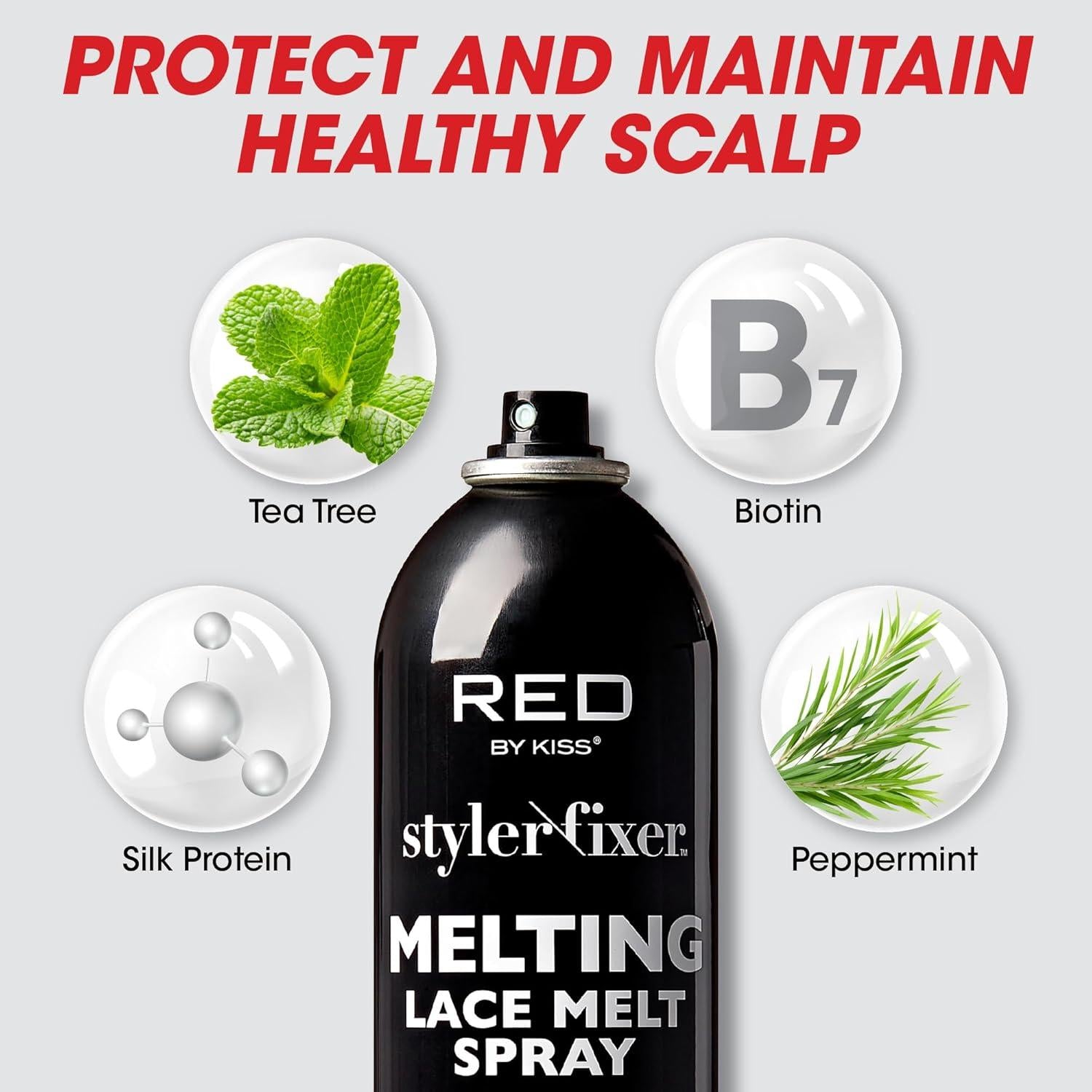 Red By Kiss Styler Fixer Melting Lace Spray 2.1oz Strong Hold Wig Adhesive