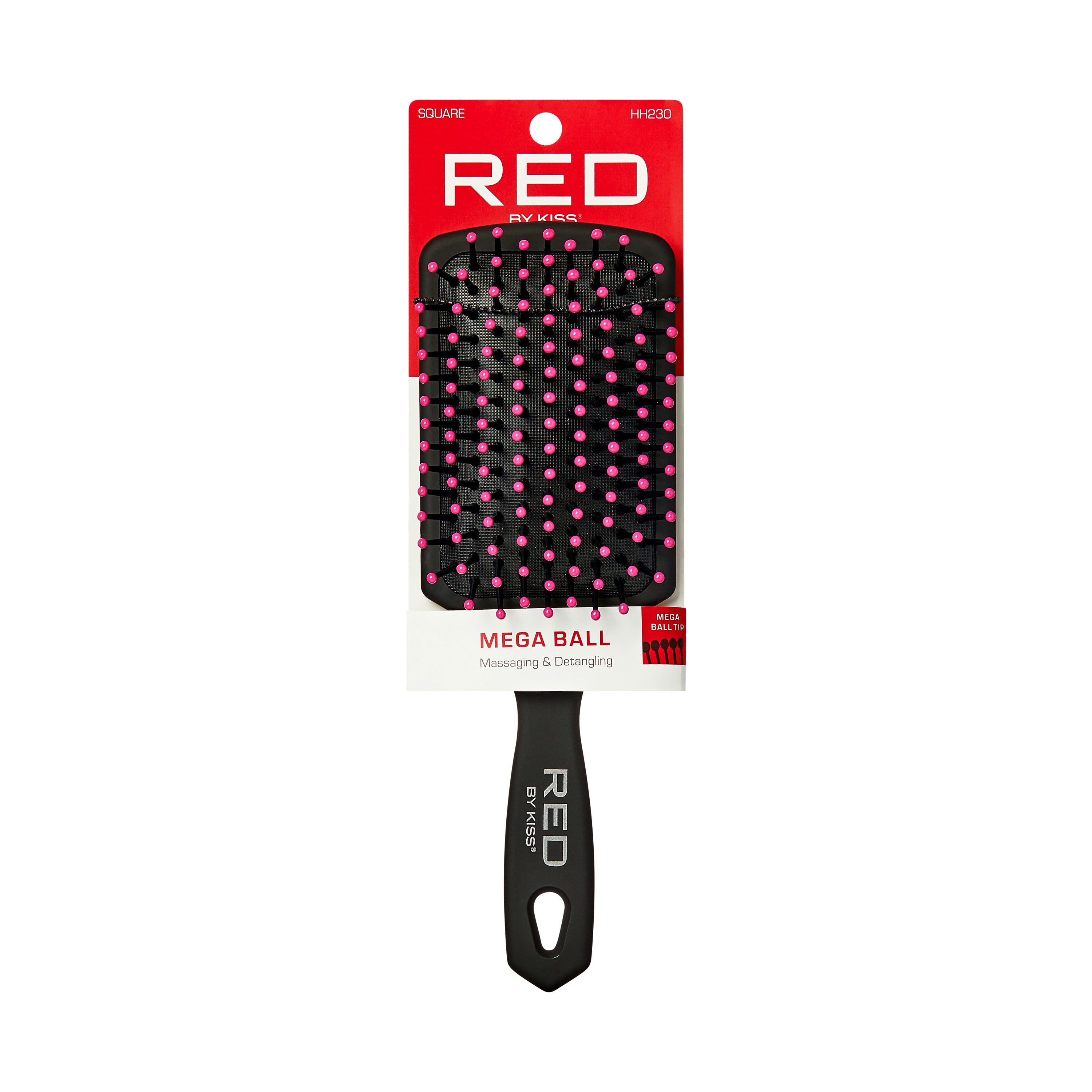 Red By Kiss Jumbo Ball Tip Hair Brush Square Black Detangling Styling Brush