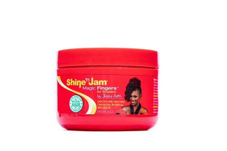 Shine N Jam Magic Fingers Braiding Gel 8oz Extreme Hold Edge & Braid Gel