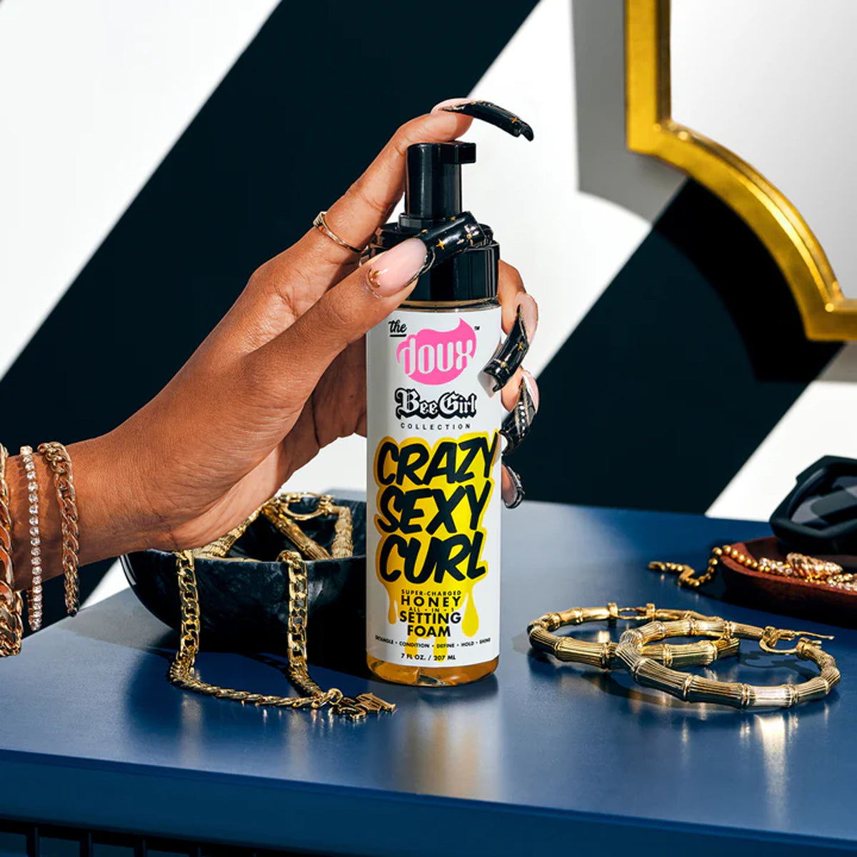 The Doux BeeGirl CRAZYSEXYCURL Honey Setting Foam 7oz Curl Defining Styler