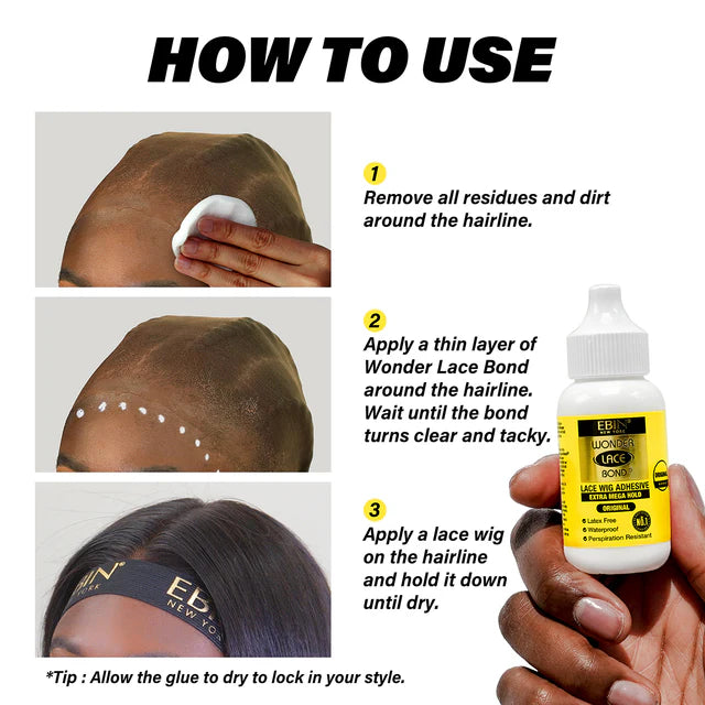 Ebin Wonder Lace Bond Waterproof Adhesive Extra Mega Hold