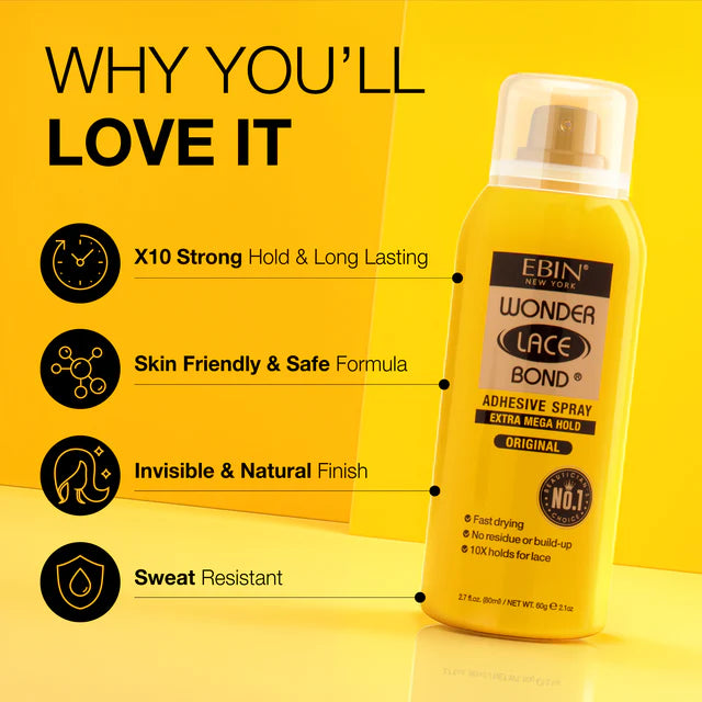 Ebin Wonder Lace Bond Wig Adhesive Spray Extra Mega Hold