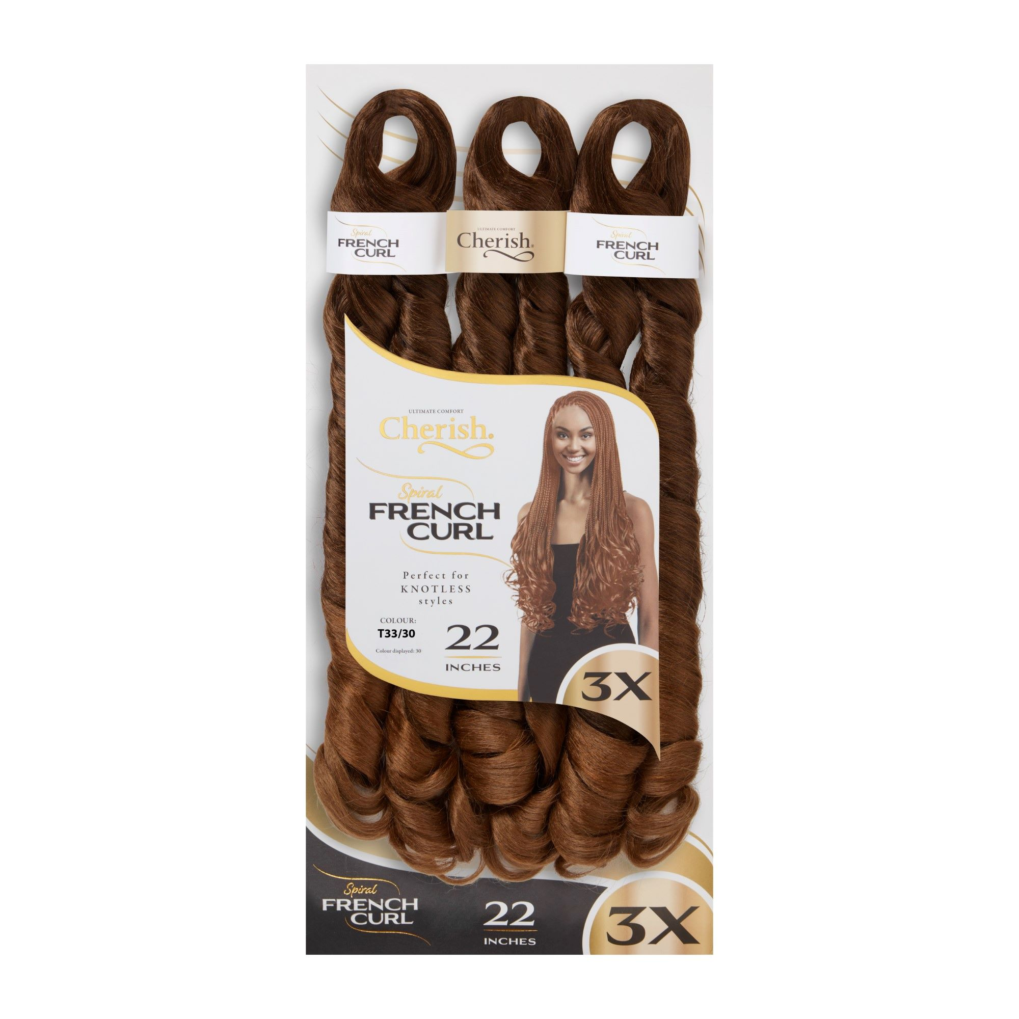 Cherish 3X Pre Braided French Curl 22 Inch Crochet Hair Bulk Extension